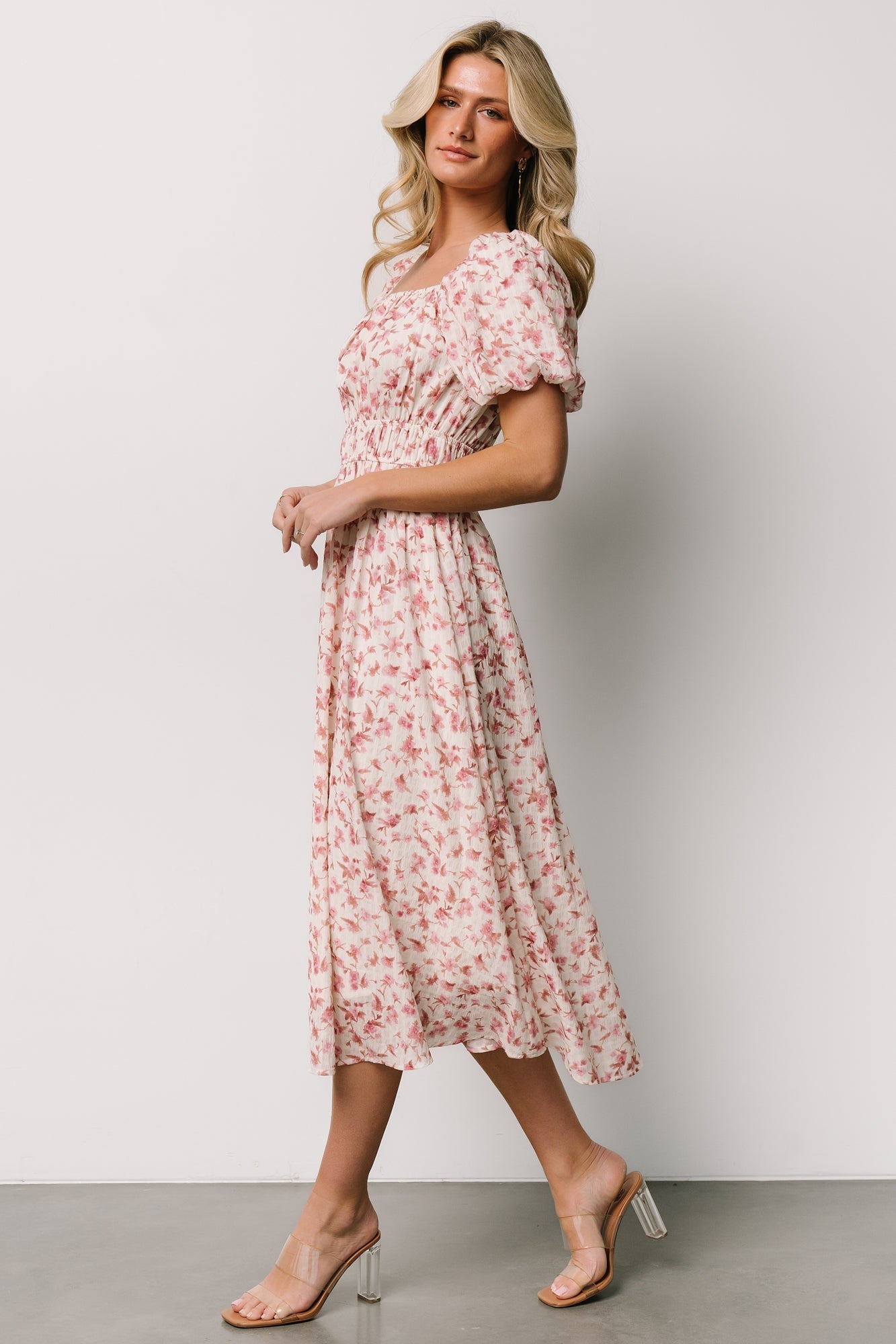 Dorine Midi Dress | Ivory + Blush Floral