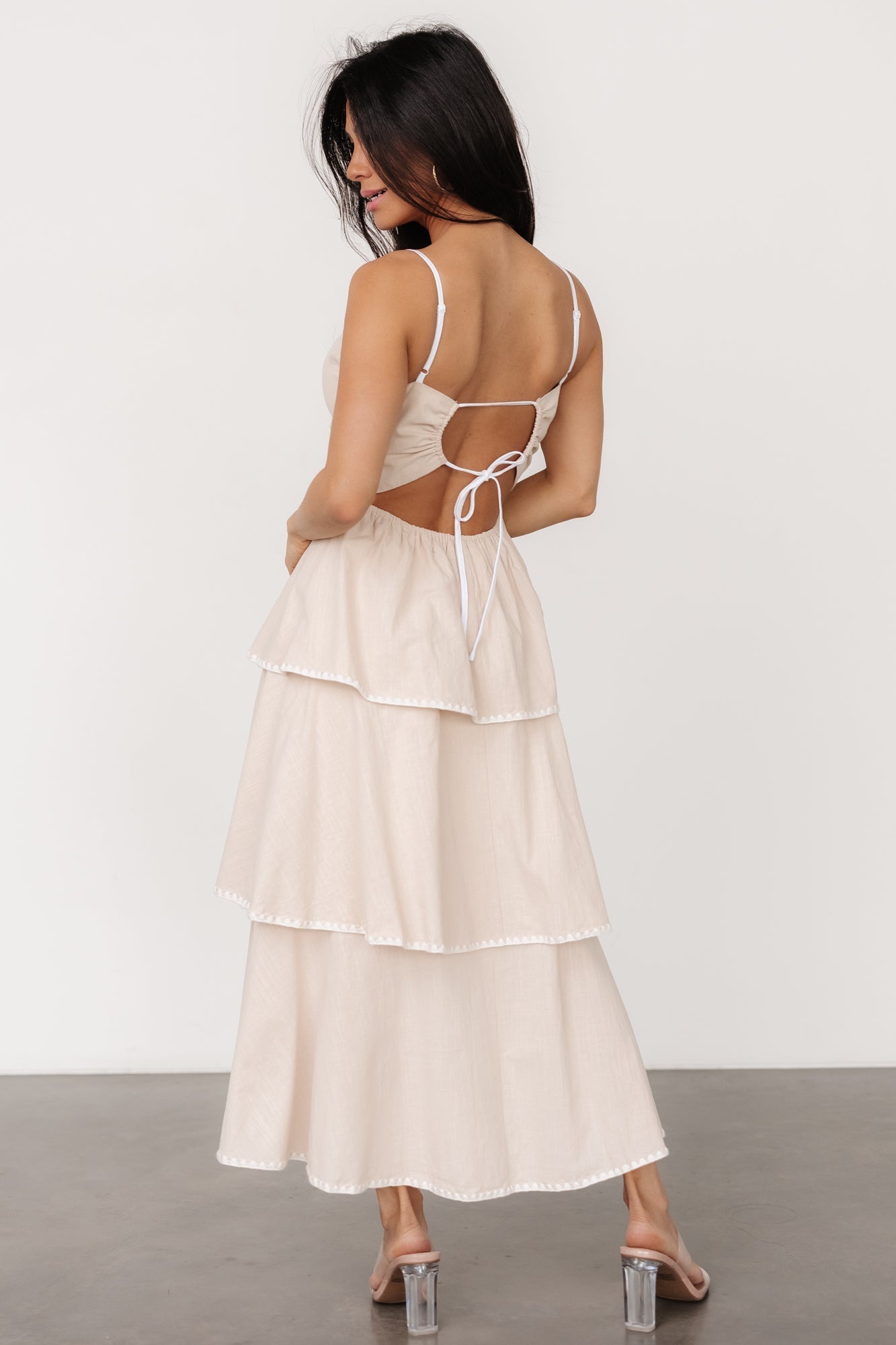 Odette Tiered Dress | Natural + White