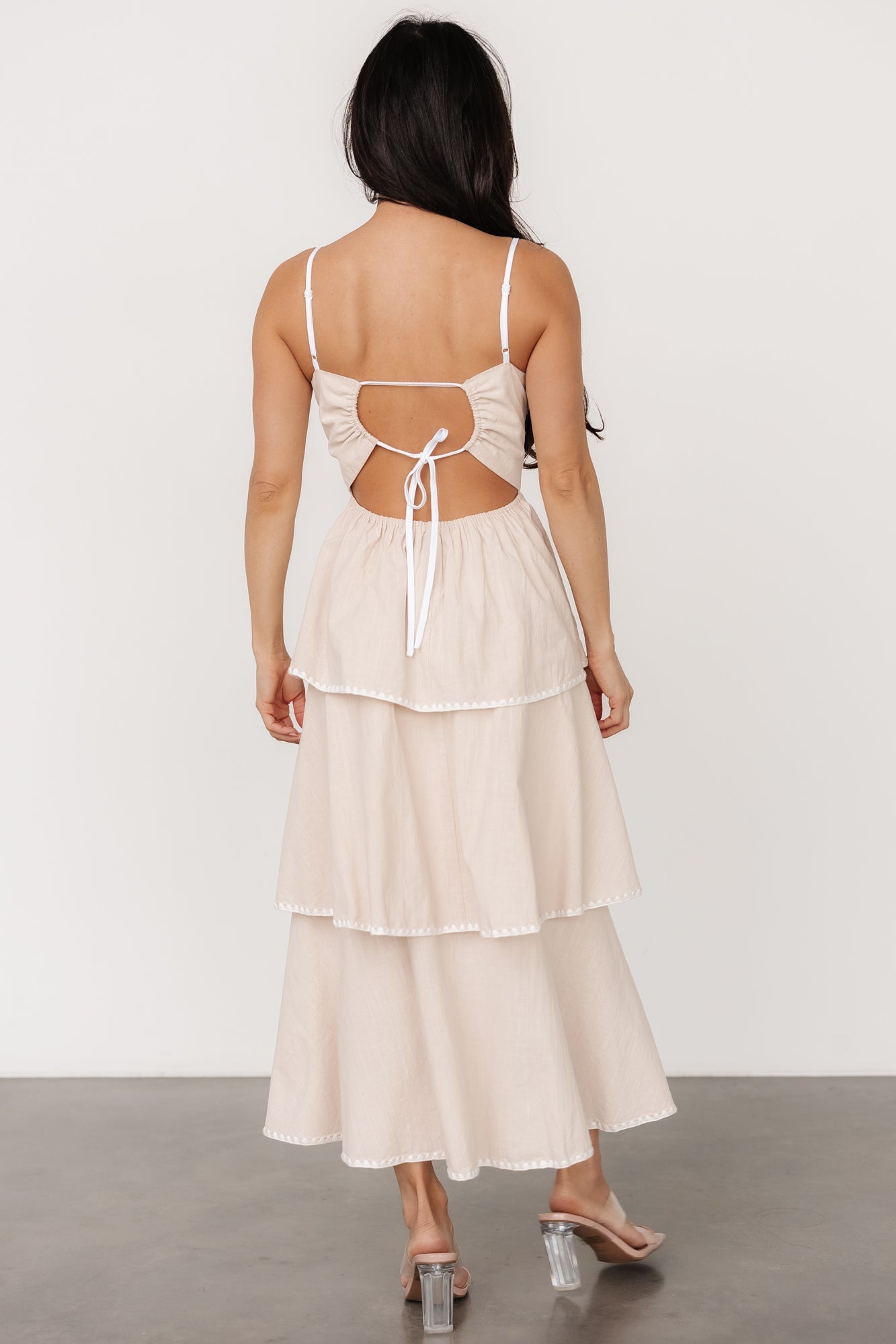 Odette Tiered Dress | Natural + White